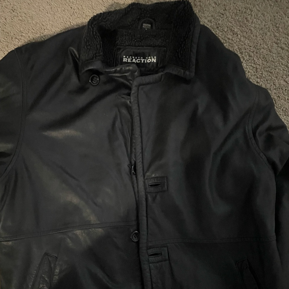 Black Leather Kenneth Cole Coat
